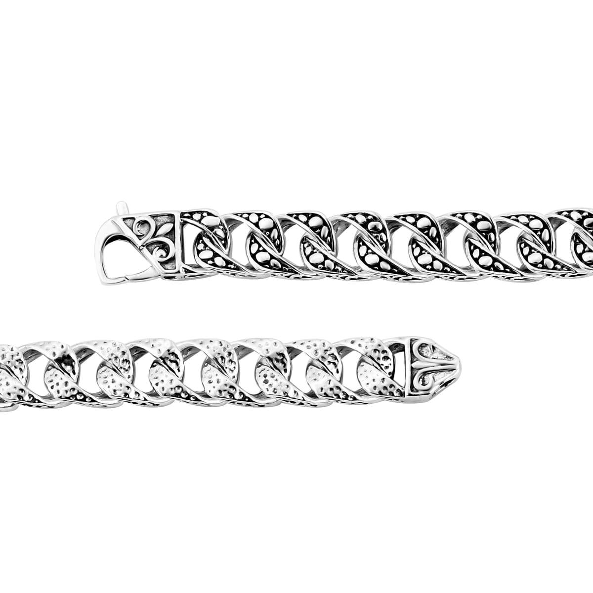 Bali Legacy Sterling Silver Hammer with Pebble Bracelet (8.00 In) 26.15 Grams image number 4