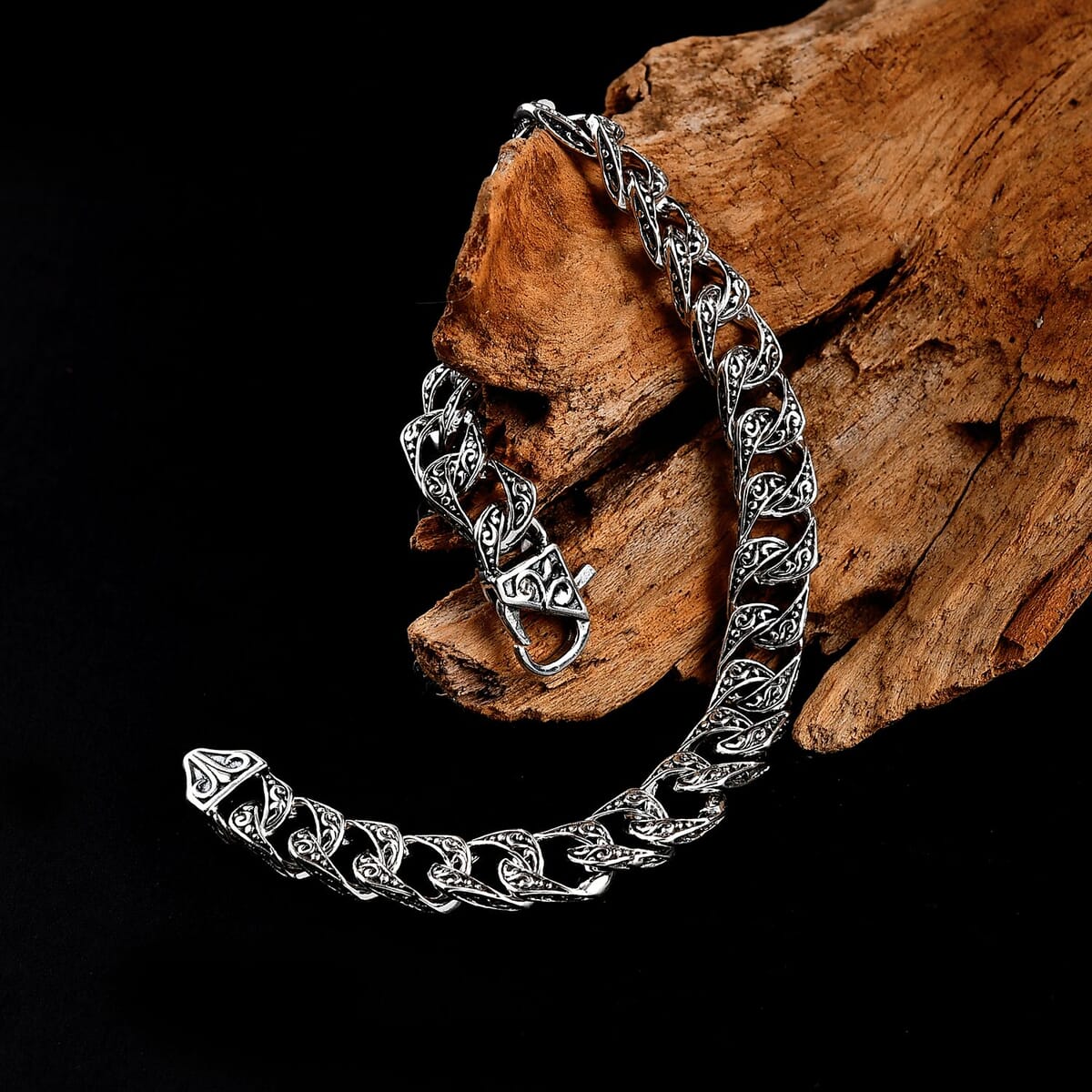 Bali Legacy Sterling Silver Padian with Filigree Bracelet (6.50 In) 17.40 Grams image number 1