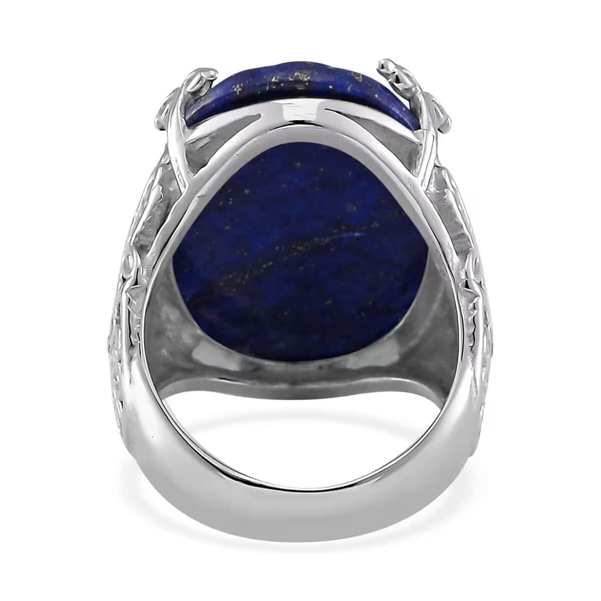 Lapis Lazuli Carved Ring in Stainless Steel (Size 10.0) 5.00 ctw image number 5