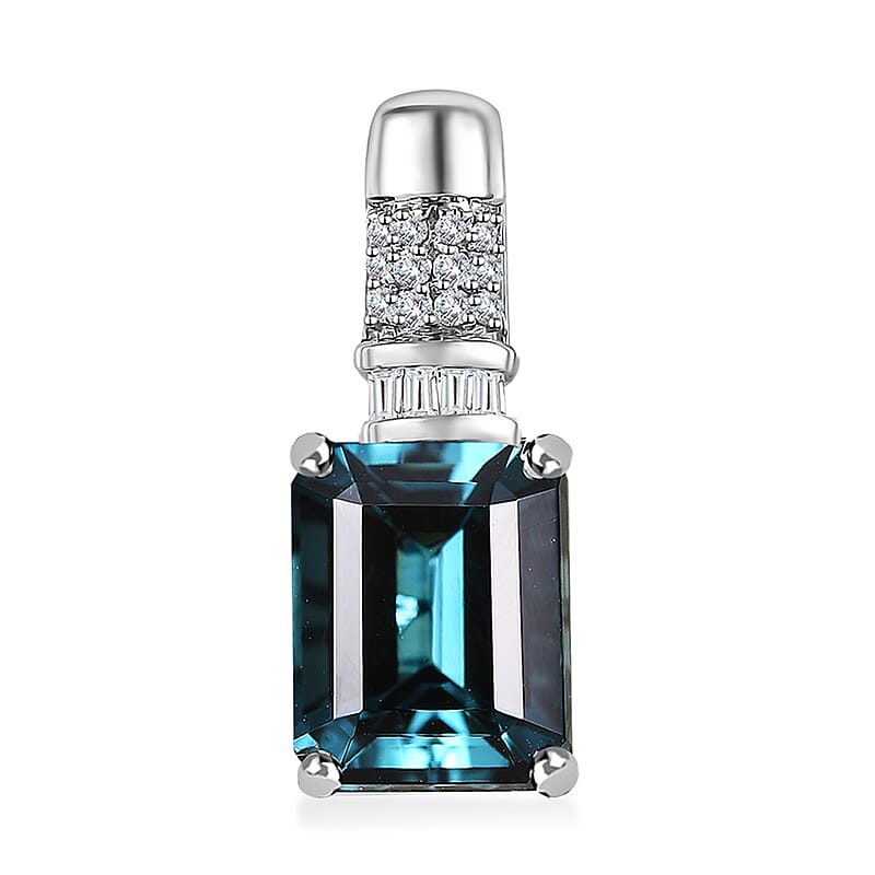 Certified & Appraised Rhapsody 950 Platinum AAAA Monte Belo Indicolite and E-F VS Diamond Pendant 3.35 ctw