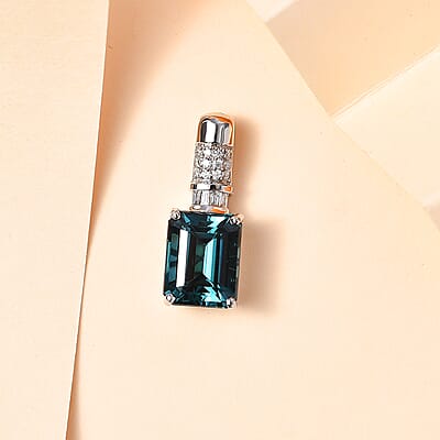 Certified & Appraised Rhapsody 950 Platinum AAAA Monte Belo Indicolite and E-F VS Diamond Pendant 3.35 ctw