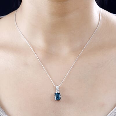 Certified & Appraised Rhapsody 950 Platinum AAAA Monte Belo Indicolite and E-F VS Diamond Pendant 3.35 ctw