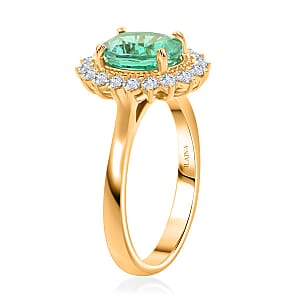 Certified & Appraised Iliana AAA Kagem Zambian Emerald and SI Diamond 2.20 ctw Sunburst Ring in 18K Yellow Gold (Size 6.5) 4.80 Grams
