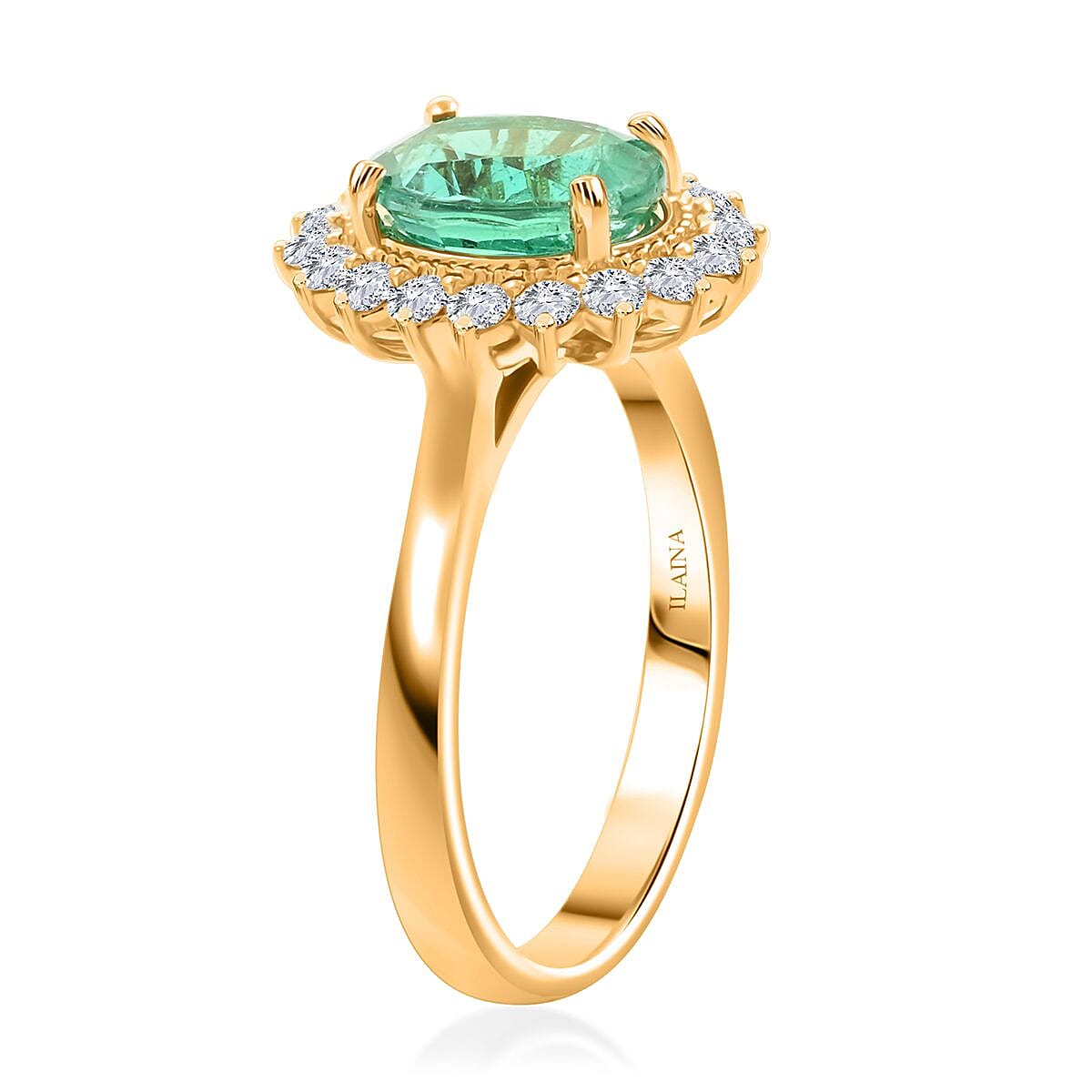 Certified & Appraised Iliana AAA Kagem Zambian Emerald and SI Diamond 2.20 ctw Sunburst Ring in 18K Yellow Gold (Size 7.5) 4.80 Grams image number 3