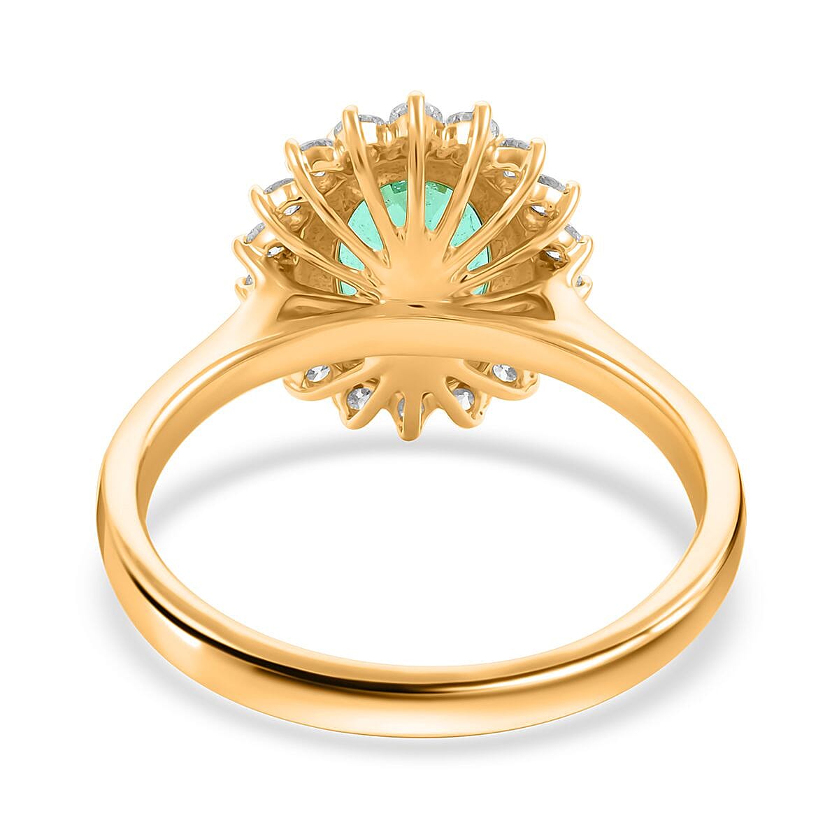 Certified & Appraised Iliana AAA Kagem Zambian Emerald and SI Diamond 2.20 ctw Sunburst Ring in 18K Yellow Gold (Size 7.5) 4.80 Grams image number 4