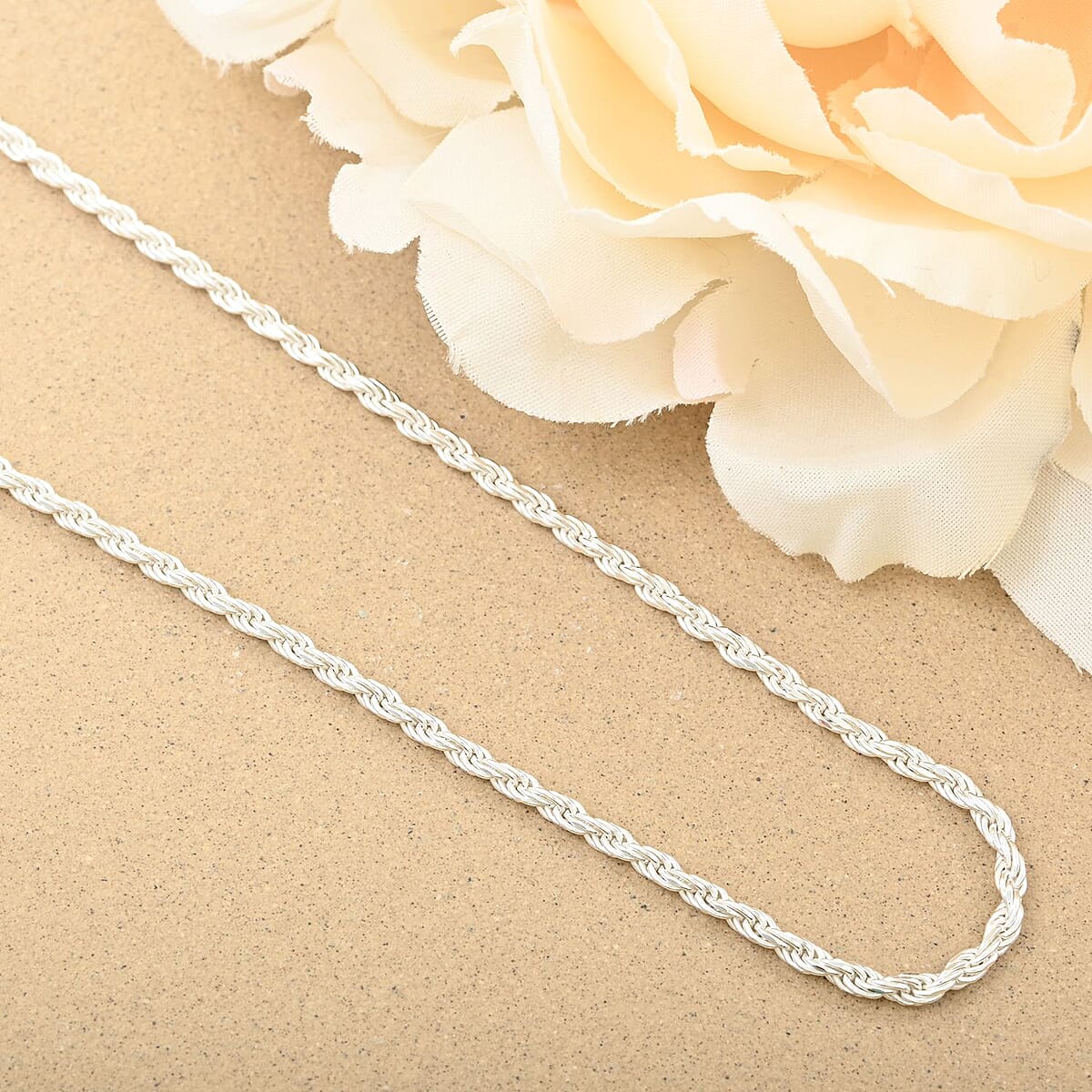 Sterling Silver Rope Necklace 24 Inches 11.70 Grams image number 1