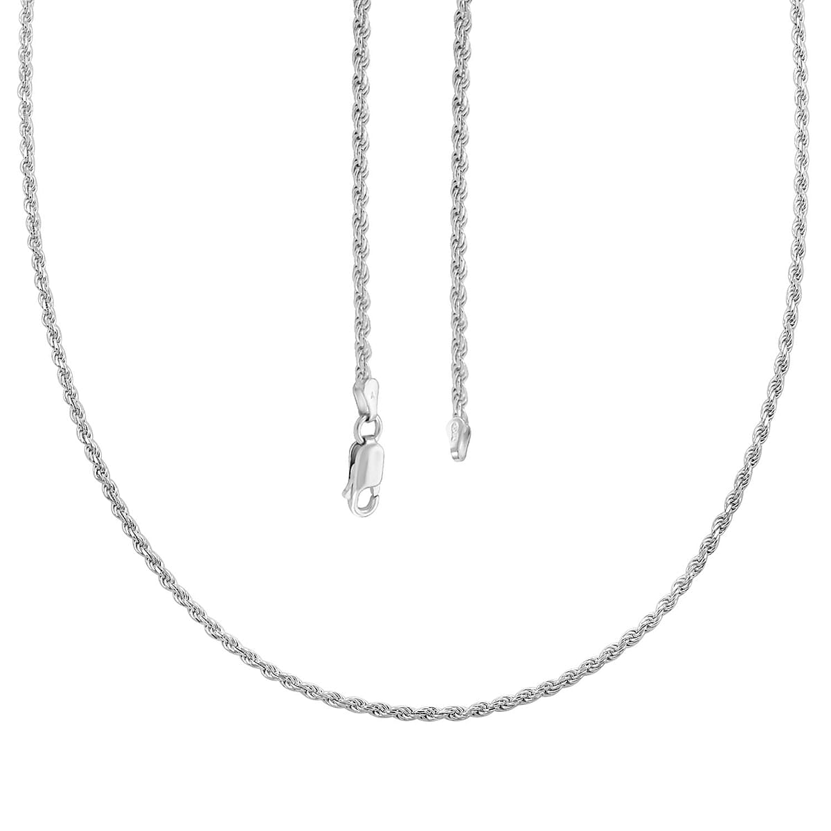 Sterling Silver Rope Necklace 24 Inches 11.70 Grams image number 3