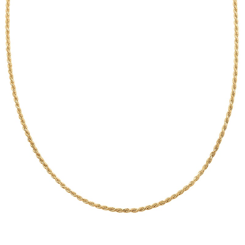 14K Yellow Gold Over Sterling Silver Rope Chain Necklace 24 Inches 11.80 Grams