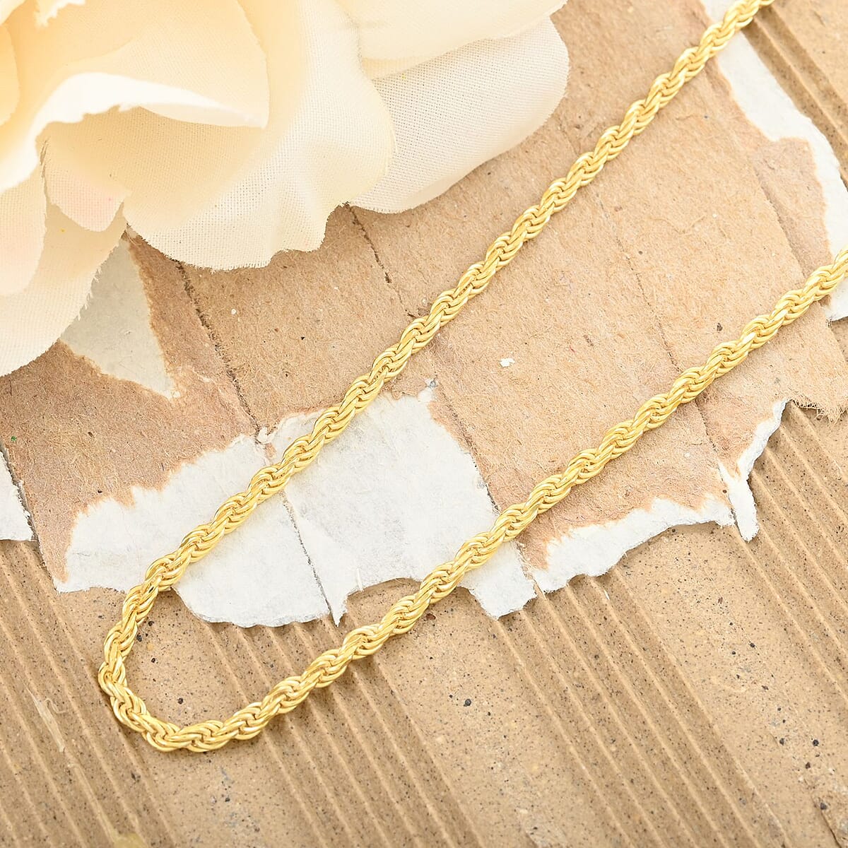 14K Yellow Gold Over Sterling Silver Rope Necklace 24 Inches 11.70 Grams image number 1