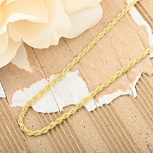14K Yellow Gold Over Sterling Silver Rope Chain Necklace 24 Inches 11.80 Grams