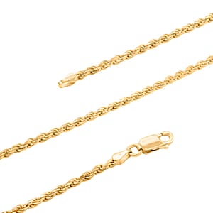 14K Yellow Gold Over Sterling Silver Rope Chain Necklace 24 Inches 11.80 Grams