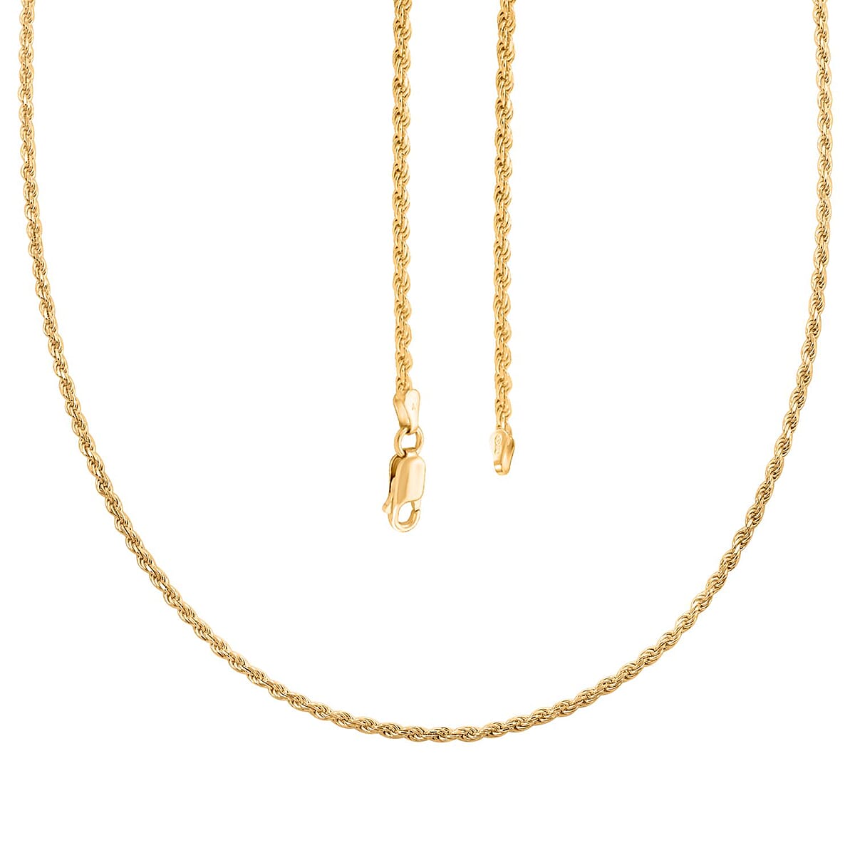 14K Yellow Gold Over Sterling Silver Rope Necklace 24 Inches 11.70 Grams image number 3