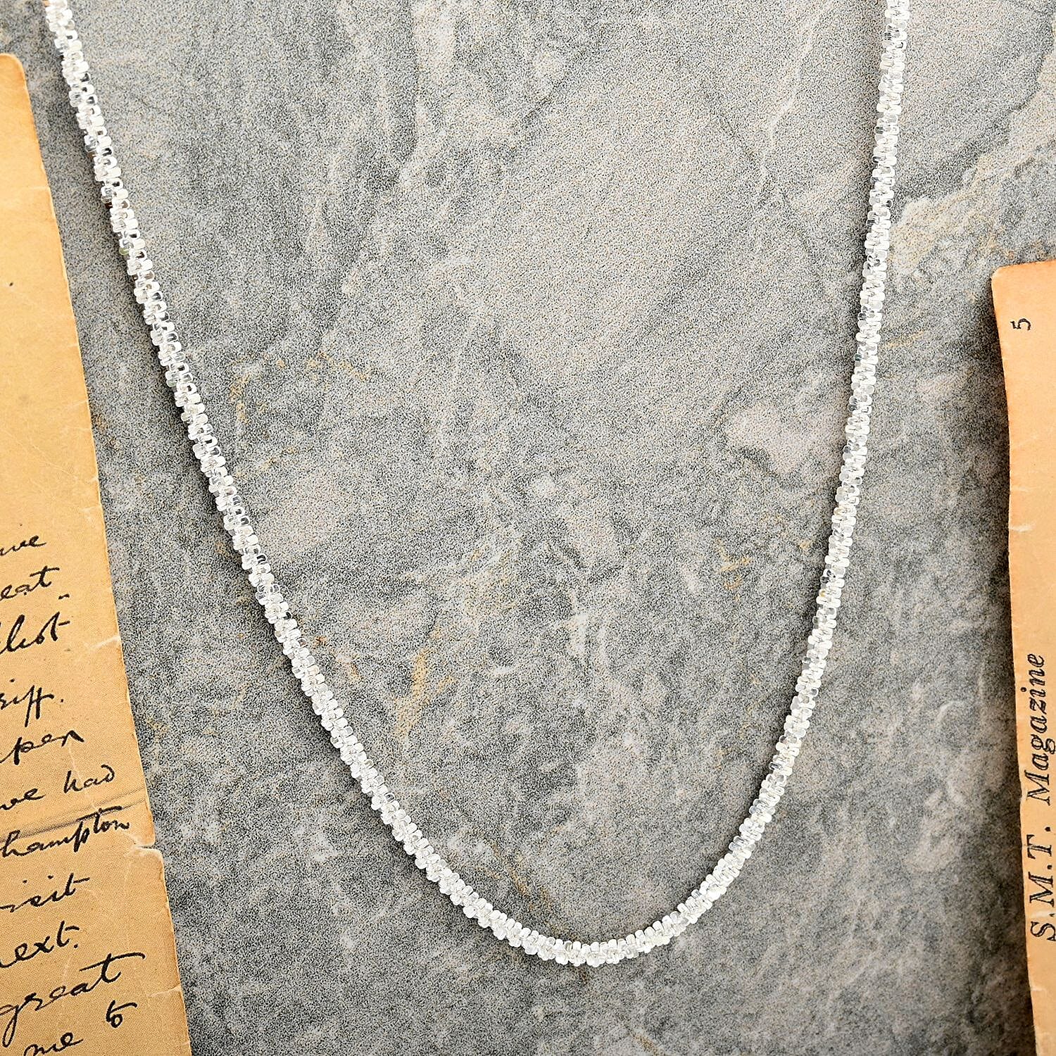 Sterling Silver Sparkle Chain Necklace 24 Inches 6.90 Grams