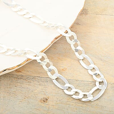 Sterling Silver Figaro Concave Necklace 24 Inches 37.40 Grams