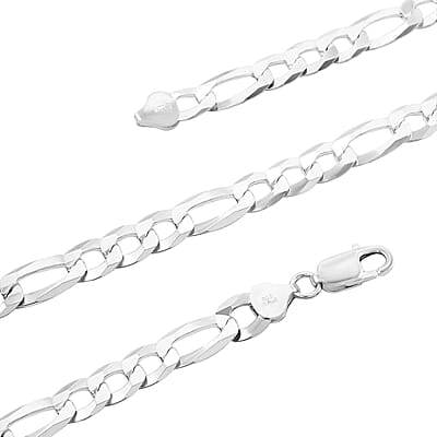 Sterling Silver Figaro Concave Necklace 24 Inches 37.40 Grams