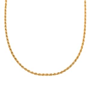 14K Yellow Gold Over Sterling Silver Rope Necklace 22 Inches 26.80 Grams