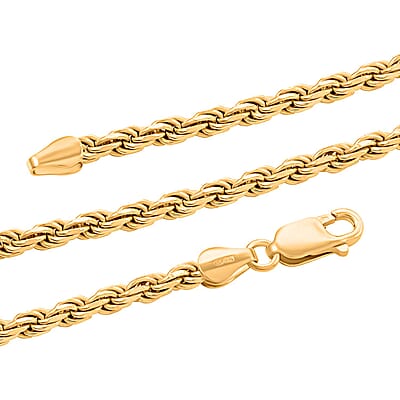 14K Yellow Gold Over Sterling Silver Rope Necklace 22 Inches 26.80 Grams