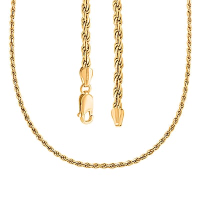 14K Yellow Gold Over Sterling Silver Rope Necklace 22 Inches 26.80 Grams