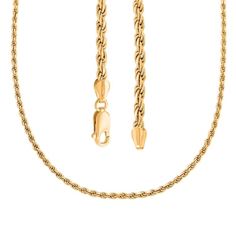 14K Yellow Gold Over Sterling Silver Rope Necklace 22 Inches 26.80 Grams