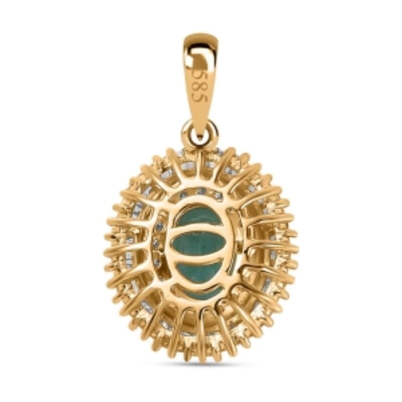 AAA Emerald and White Diamond 1.05 ctw Pendant in 14K Yellow Gold