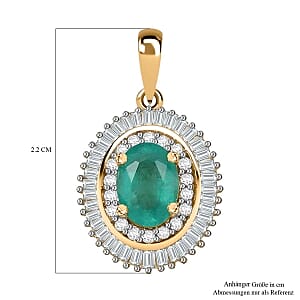 AAA Emerald and White Diamond 1.05 ctw Pendant in 14K Yellow Gold