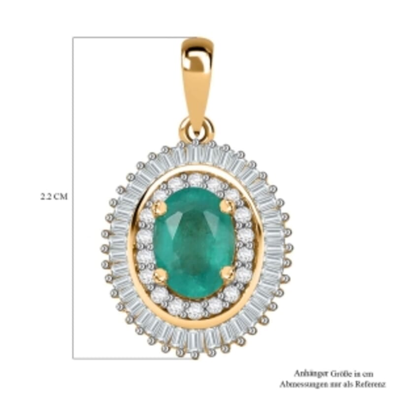 AAA Emerald and White Diamond 1.05 ctw Pendant in 14K Yellow Gold