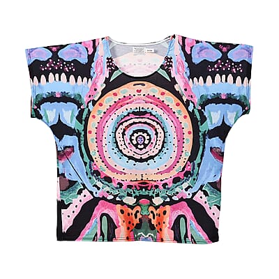 Tamsy Colorful Circle Knit Shirt with Canvas Bag - One Size Missy