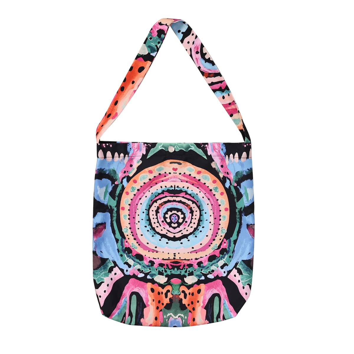 Tamsy Colorful Circle Knit Shirt with Canvas Bag - One Size Missy image number 4