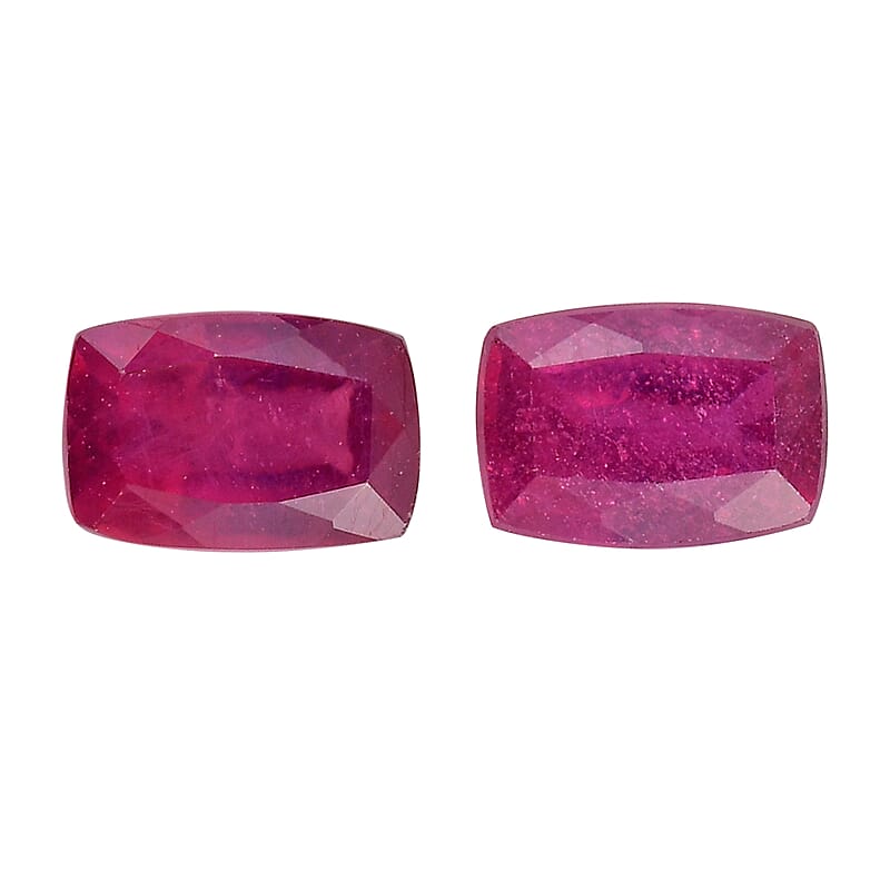 Set of 2 AA Niassa Ruby (FF) (Cushion 6x4 mm) 1.26 ctw Loose gemstone