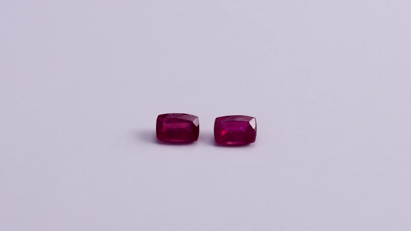 Set of 2 AA Niassa Ruby (FF) (Cushion 6x4 mm) 1.26 ctw Loose gemstone