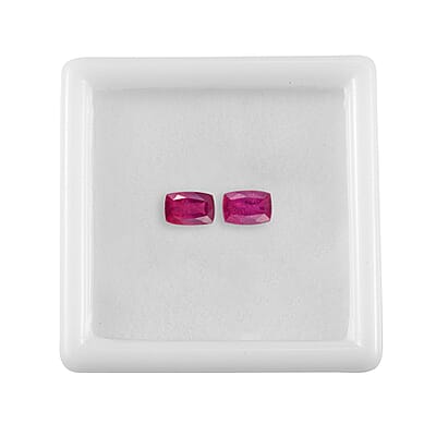 Set of 2 AA Niassa Ruby (FF) (Cushion 6x4 mm) 1.26 ctw Loose gemstone