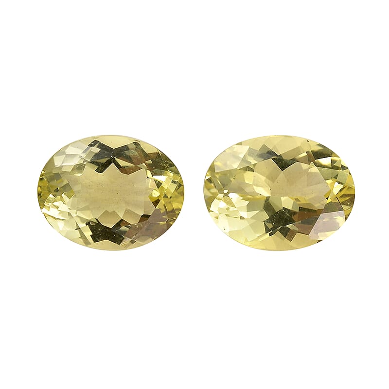 Set of 2 Brazilian Green Gold Quartz (Ovl 9x7 mm) 3.41 ctw