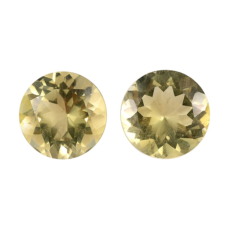 Set of 2 Brazilian Green Gold Quartz (Rnd 11 mm) 7.87 ctw