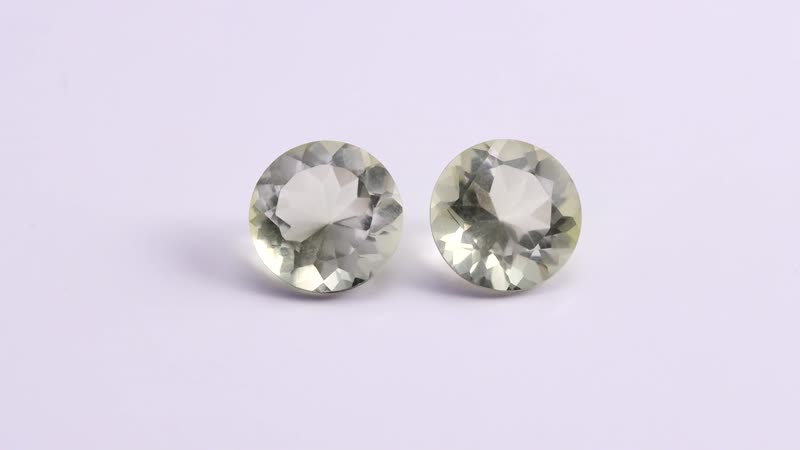 Set of 2 Brazilian Green Gold Quartz (Rnd 11 mm) 7.87 ctw
