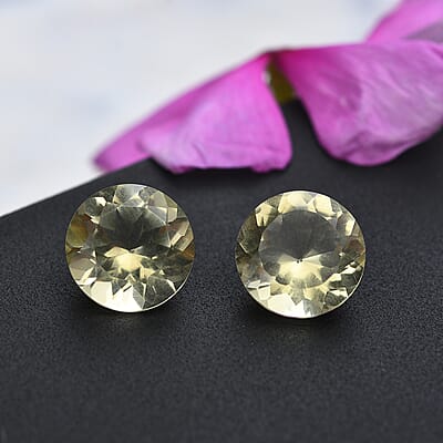 Set of 2 Brazilian Green Gold Quartz (Rnd 11 mm) 7.87 ctw