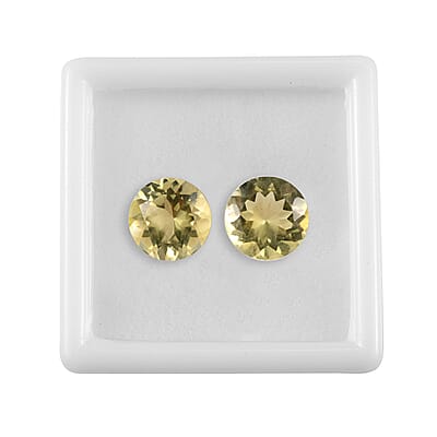 Set of 2 Brazilian Green Gold Quartz (Rnd 11 mm) 7.87 ctw