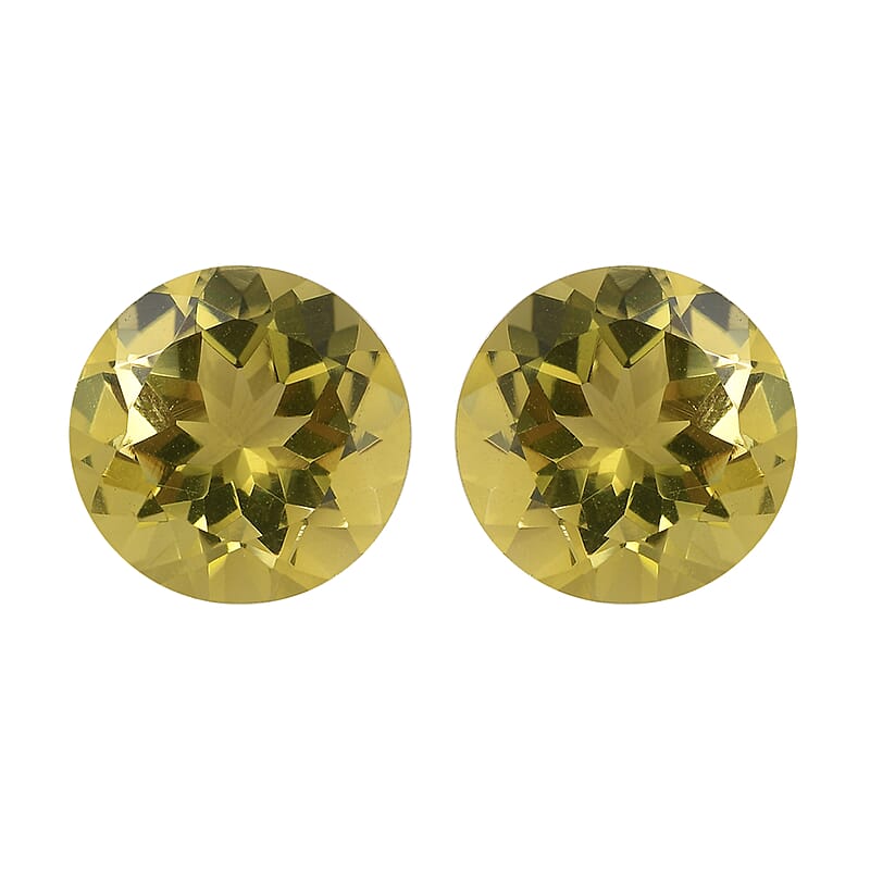 Set of 2 AAA Brazilian Green Gold Quartz (Rnd 11 mm) 8.64 ctw