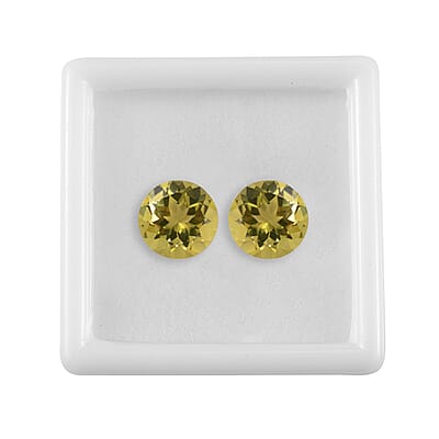 Set of 2 AAA Brazilian Green Gold Quartz (Rnd 11 mm) 8.64 ctw
