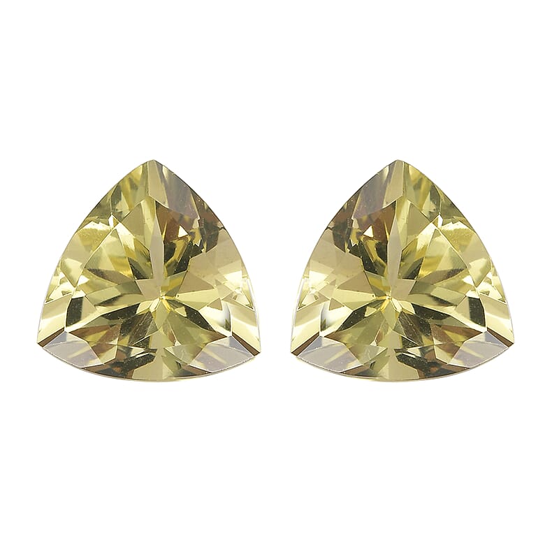 Set of 2 Brazilian Green Gold Quartz (Trl 10 mm) 6.11 ctw