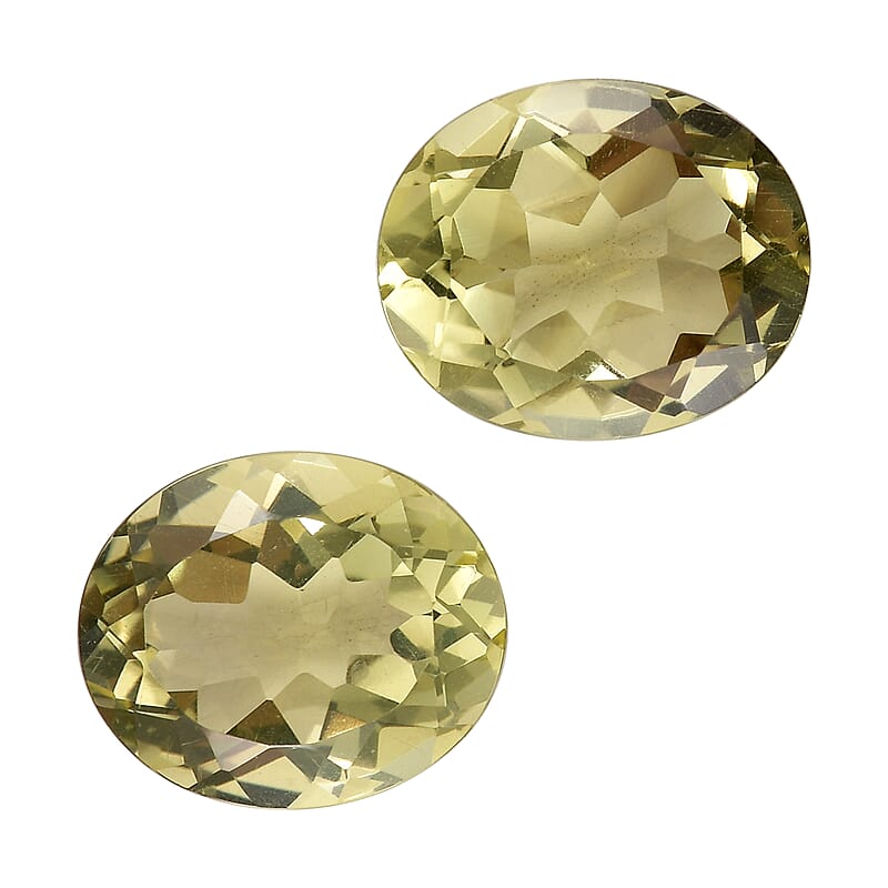 Set of 2 Lemon Quartz (Ovl 12x10 mm) 6.79 ctw