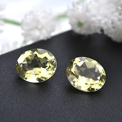 Set of 2 Lemon Quartz (Ovl 12x10 mm) 6.79 ctw