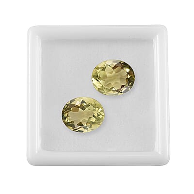 Set of 2 Lemon Quartz (Ovl 12x10 mm) 6.79 ctw