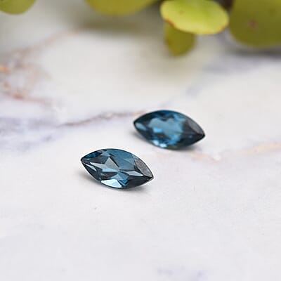 Set of 2 London Blue Topaz (Mrq 8x4 mm) 1.13 ctw
