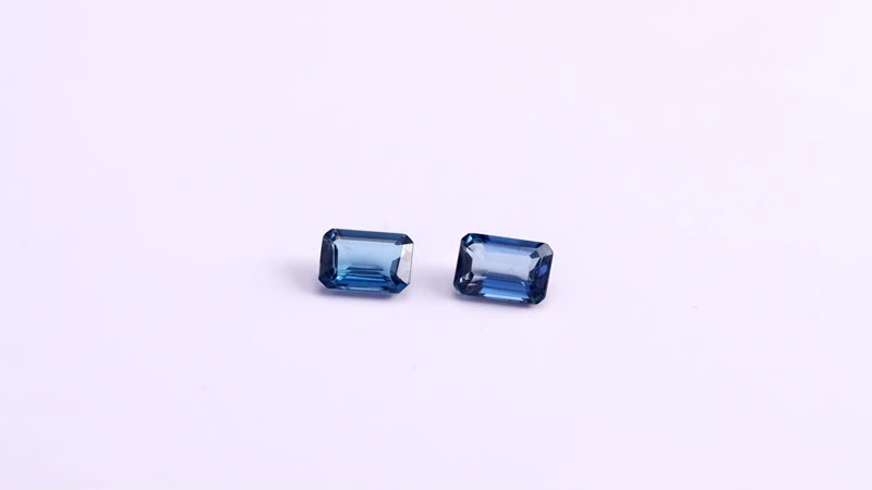 Set of 2 London Blue Topaz (Oct 6x4 mm) 1.12 ctw