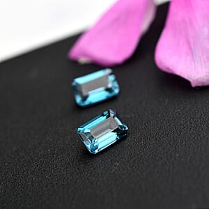 Set of 2 London Blue Topaz (Oct 6x4 mm) 1.12 ctw