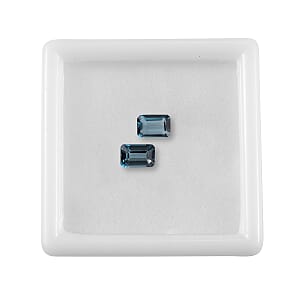 Set of 2 London Blue Topaz (Oct 6x4 mm) 1.12 ctw