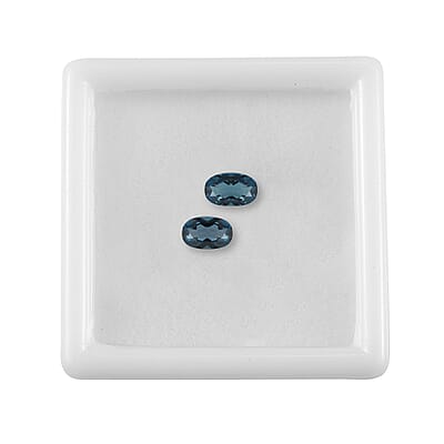 Set of 2 London Blue Topaz (Oval 6x4 mm) 0.97 ctw