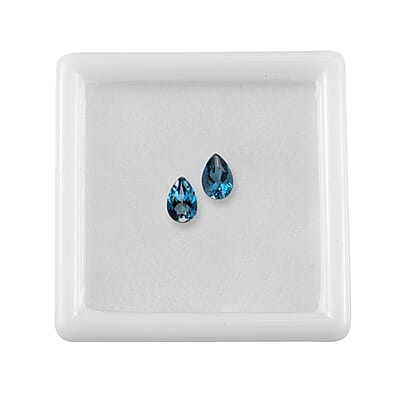 Set of 2 London Blue Topaz (Pear 6x4 mm) 0.85 ctw Loose gemstone