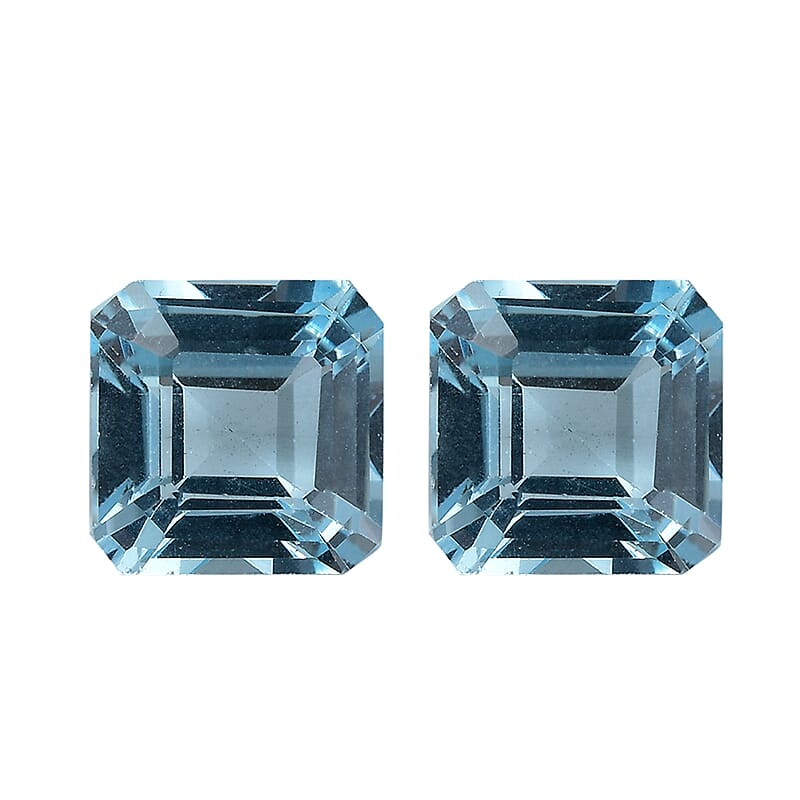 Set of 2 Asscher Cut Sky Blue Topaz (Oct 7x7 mm) 3.99 ctw