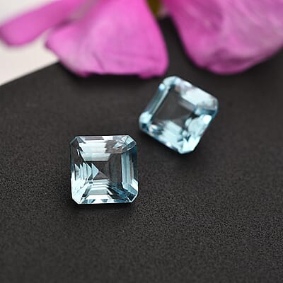 Set of 2 Asscher Cut Sky Blue Topaz (Oct 7x7 mm) 3.99 ctw